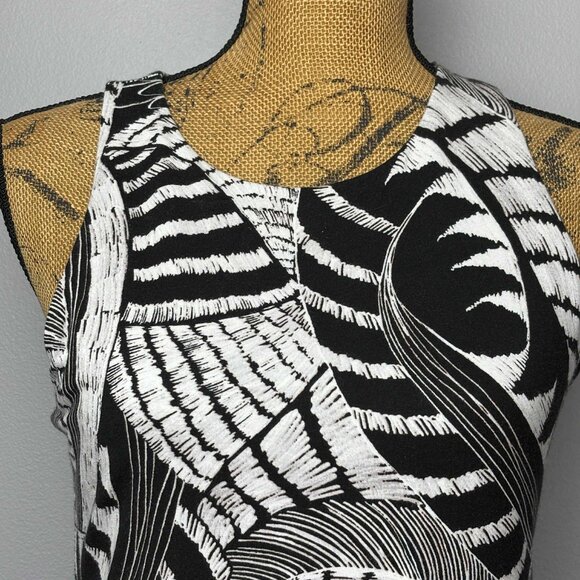 Athleta Santorini High Neck Zuma Printed Black and White Medium Sun Dress - Picture 2 of 6